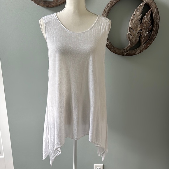 Eileen Fisher White Asymmetrical Sleeveless Tank Top Size XL - Picture 1 of 7